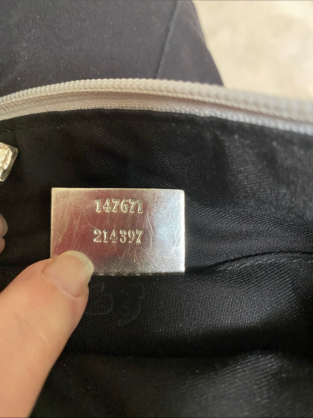 Gucci Silver Monogram Crossbody with Striped Web Strap - Picture 6 of 11